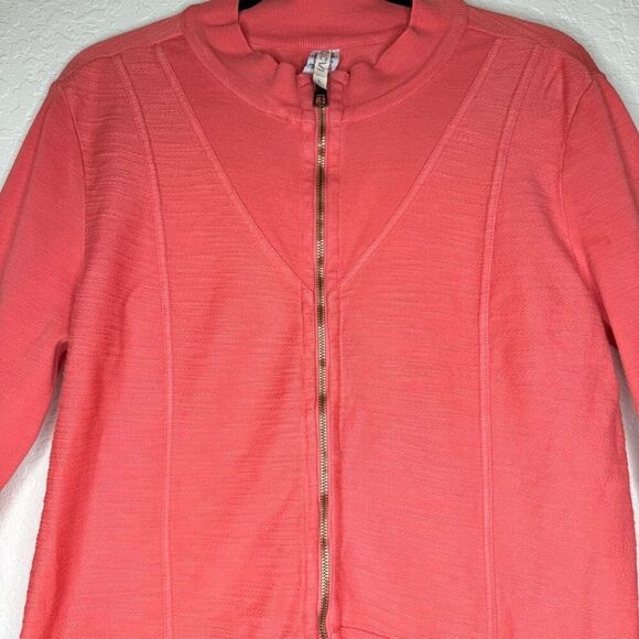 XCVI Coral Crochet Back High/Low Sweatshirt Sz L Boho, Lagenlook, Indie - Picture 2 of 13